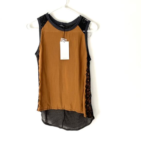 Zara Wool Collection Sleeveless Rust charcoal gray top NWTs size small - Picture 1 of 7